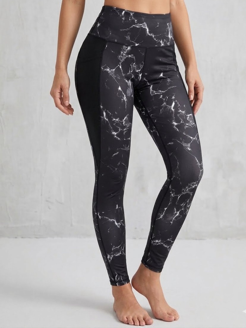 Buffbunny Collection Limitless Leggings Black Marble Print Size XS